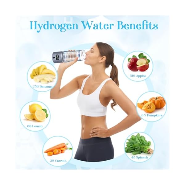 Hydrogen Water Bottle, Healthy Hydrogen Water Generator with Latest SPE PEM Technology, Hydrogen Water Ionizer Machine,Separates Hydrogen and Oxygen, Gift for Home,Travel, Sports (Grey, 9.05*Φ2.63in) - Image 7