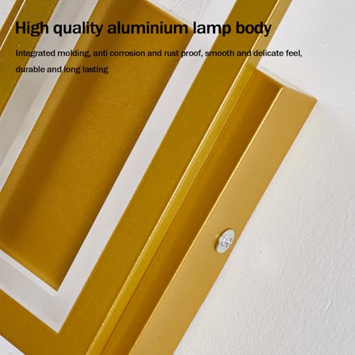 Aplique de pared LED táctil rectangular de 32cm en color oro con luz neutra para dormitorio 3