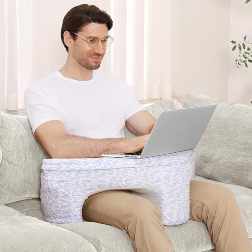 Almohada de lectura para juegos, almohada extra grande con reposabrazos para adultos, color azul