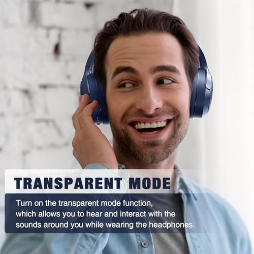 Image of RUNOLIM Hybrid Active Noise Cancelling Headphones, 100H Playtime, Built-in Microphone, Bluetooth Wireless Over Ear Foldable Headphones with HiFi Audio, Home Travel Office