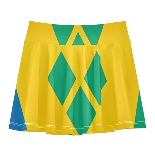 Joisal Kids Tennis Skirts Saint Vincent Grenadines Flag Girls Skorts Athletic Shorts Cute Little Girl 4t - Main Image
