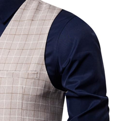 JEsilunmaMY Stylish Plaid Suit Vest for Men Single-Breasted Slim Fit Tuxedo Vest Formal Dress Waistcoat for Wedding Groomsmen4