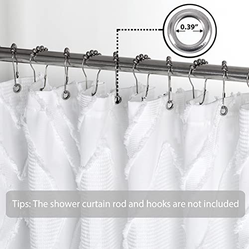 Beda Home Cut Flower Ruffle Shower Curtain, 3D Look Diamond Design Polycotton Shower Curtain Machine Washable, Suit For Bathroom Bathtub Decoration (Diamond White, 70Wx72L) #TOP1