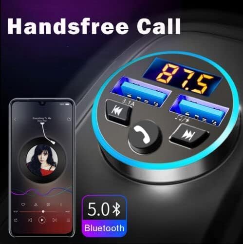 Trasmettitore FM, Bluetooth 5.0, adattatore audio per autoradio lettore MP3 con doppio caricatore USB per telefoni e tablet