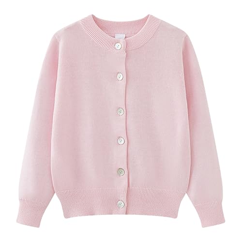 Boys Solid School Cardigan Fall Cowl Neck Sweater Button Closed Long Sleeve Cardigan for Kids Girls