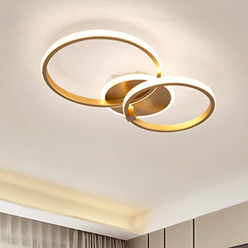 Plafonnier LED moderne doré dimmable rond avec télécommande pour grand salon - 2