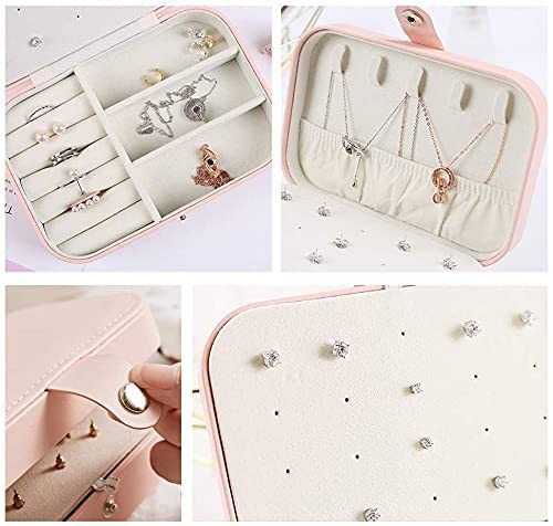 Image of KRISHYAM Clear Lid Velvet 24 Grid Jewelry Organizer Box - Stackable Tray Earring Display Showcase | Lockable Jewelry Organizer Gifts for Girls, Women (Travel Jewellery Box (Pink))