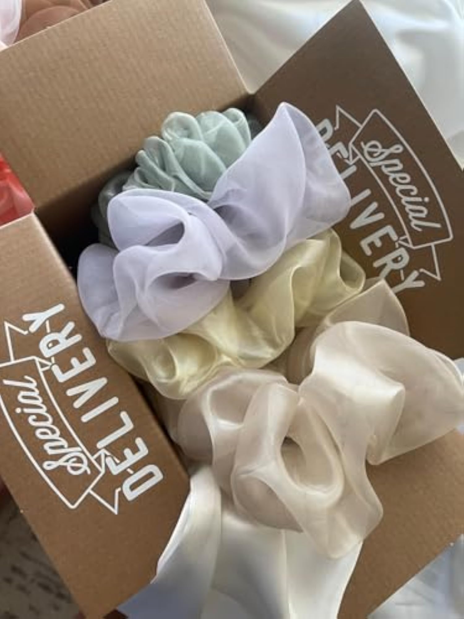 Organza Scrunchies Tie Elastic Large Hair Set of 4 pcs