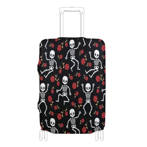Cute Halloween Skull Luggage Cover for Suitcase, Elastic Travel Protector with Zipper, Washable Anti-Scratch Dustproof Luggage Sleeve Fits 22-24 Inch