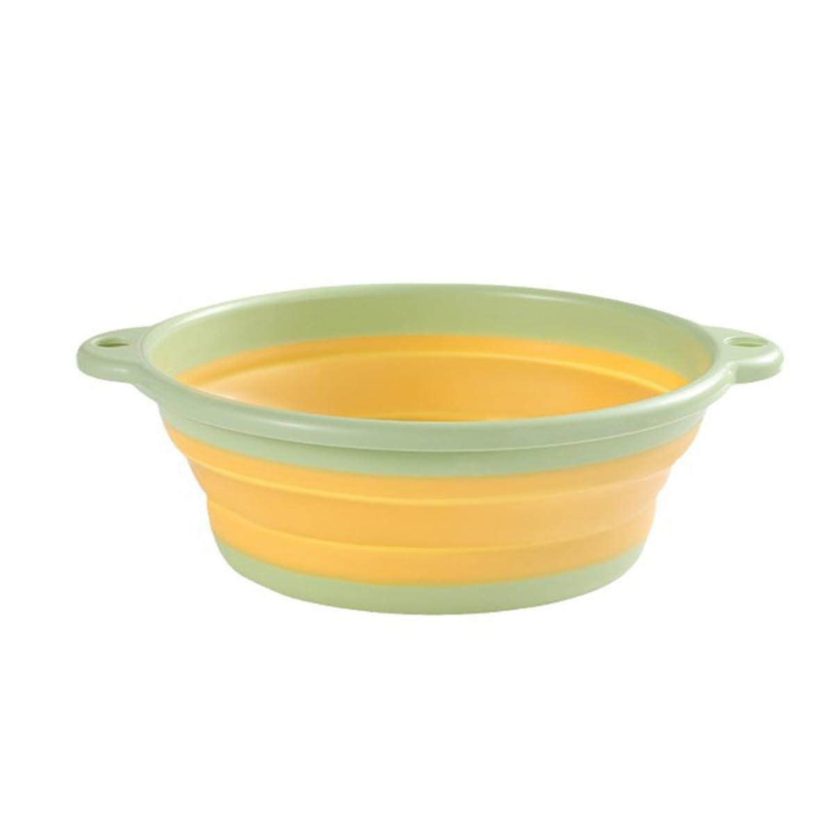 Leeonz Folding Washbasin, Tub, Foldable, Hot Water Basin, Compact Storage, Space-Saving, Safe Material, Multi-Purpose, Camping, Outdoors, Travel, Bath, Washing, Dishwashing (Small,Pista+Yellow)