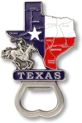 Texas Map Metal Fridge State Magnet with Bottle Opener, Collectib...
