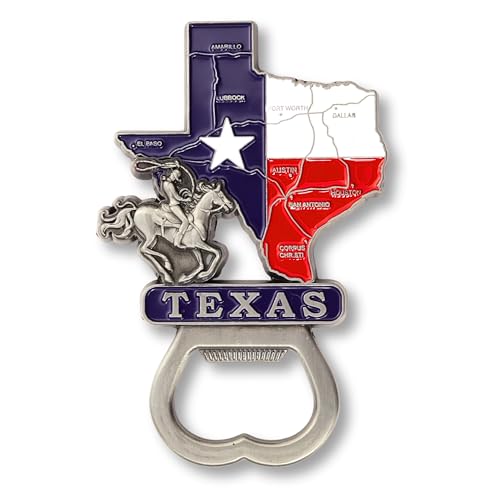 Texas Map - Imán de metal para nevera con abrebotellas, recuerdo ...