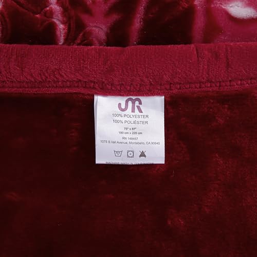 Image of JYK Blanket Korean Mink Blanket, 5 LB Fleece Blanket Queen 75'' x 87''- 2 Ply Reversible 520GSM Silky Soft Plush Warm Bed Blanket for Autumn Winter, Rose /Burgundy