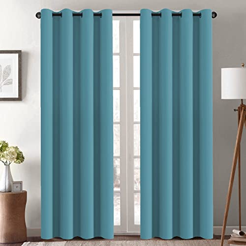 Image of H.VERSAILTEX Blackout Curtain for Living Room Thermal Insulated Window Treatment Curtain Extra Long 108 inch Length Energy Saving Solid Grommet Top Blackout Drape, One Panel, Storm Blue, 52 inchW x 108 inchL