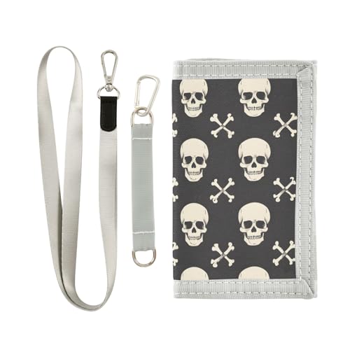 ALAZA Kids Wallets for Boys Girls Toddler Trifold Wallet Children Small Skull Crossbones with Zipper Coin Pocket