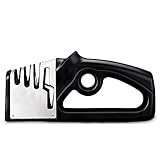 Knife and Scissor Sharpeners-3 Slot Knife Accssories to Repair，4-in-1 Knife and Scissors Sharpener with Diamond, Ceramic, Tungsten, Kitchen Tools for Kinds of Knives (4 Slot Black)