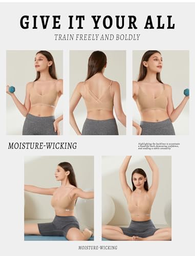 Image of Livona Lace Bralette for Women - Comfort Sports Bra Wireless Padded Bralette with Support Workout Tops Cami Crop S-XXL