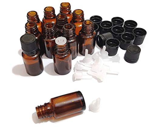 Image of Pure Source India Empty 15 ML Amber Glass Bottle With Leak-Proof Euro Dropper And Cap With Seal, Multipurpose(Set of 4 Pieces)