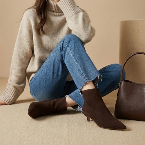 Image of CUSHIONAIRE Women's Barbi Pointed Toe Kitten Heel Bootie - Soft Vegan Leather, Memory Foam, Wide Widths, and Back Zipper
