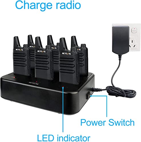 Retevis Rt22 Walkie Talkies Rechargeable Hands Free 2 Way Radios Two-Way Radio(6 Pack) With 6 Way Multi Gang Charger #TOP1