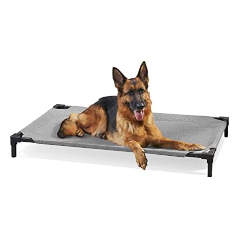 COOLAROO Cooling Elevated Dog Bed PRO Standard, Fits in 48in Crate, Easy Assembly Frame, Steel Grey. Cover