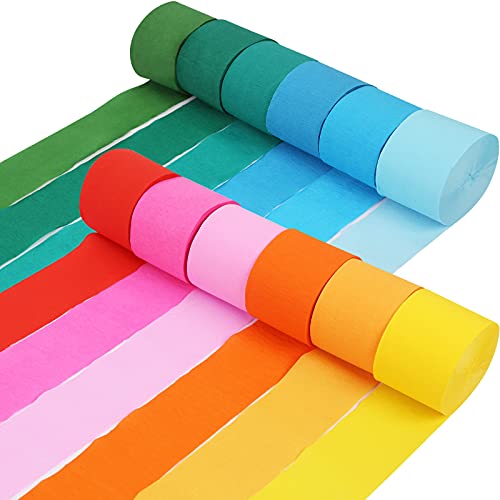 Starrky 36 Rolls Crepe Paper Streamers, 972 Yard 12 Colors Rainbow Party Decorations For Christmas, Wedding Ceremony, Birthday Baby Bridal Shower Art Crafts #TOP19