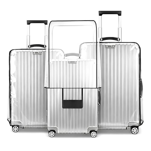 Image of FAB ELLITE Suitcase Cover Medium Size | Pack of 3 Trolly Bag Covers with Zippered Clear PVC Suitcase Covers Protectors for 20, 24 & 28 Inch Luggage | Waterproof, Scratchproof & Dust-Resistant