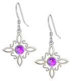 Pendientes Nudo de Bruja de Plata de Ley 925 con distintas Piedras Naturales, Nudo de Bruja Celta)