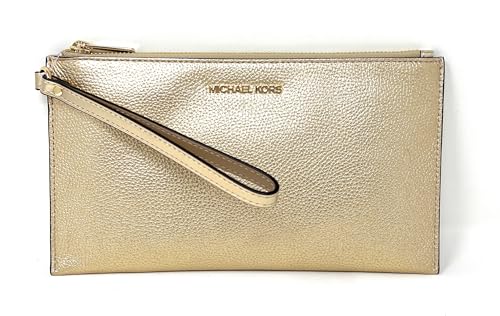 MICHAEL KORS Jet Set - Bolso de mano grande de piel para viaje, color dorado...