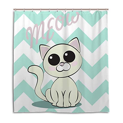 Rideau de douche chat mignon imperméable pour éviter les projections d'eau - 5