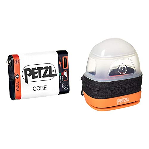 Petzl E99ACA, Batería Recargable Compatible con Linterna Hybird Petzl, Blanco + -Noctilight, Negro/Naranja