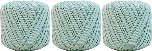 Image of ThreadArt 100% Cotton Crochet Thread Size 3, 3 Ball Pack, Sea Mist 8 | Soft pure cotton crochet thread for lace, doilies, amigurumi and crafts. Smooth finish with crisp stitch definition.