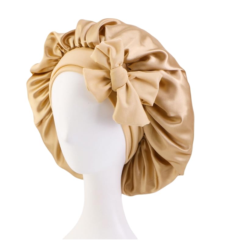 LUVEEVA Double-Layer Satin Hair Bonnet, Adjustable Sleep Cap with Elastic Band, Hair Protection for All Hair Types - Image 4