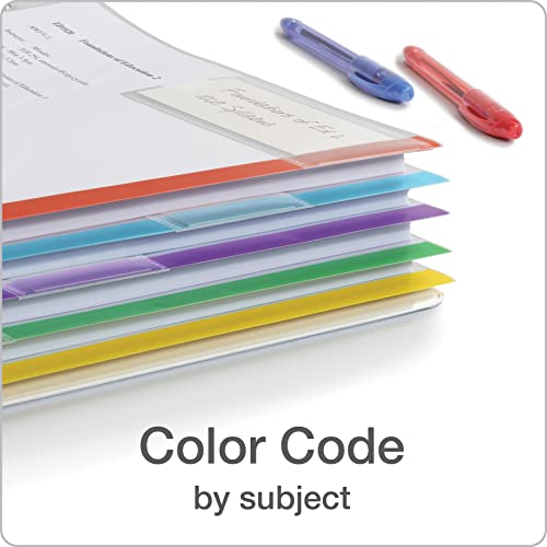 Oxford Plastic Binder Dividers, Full Pocket Top & Side Loading Sheet Protector Dividers, Built in Extra Large Tabs, Asst Colors, 5-Tab, 3 Sets (89651) - Image 4