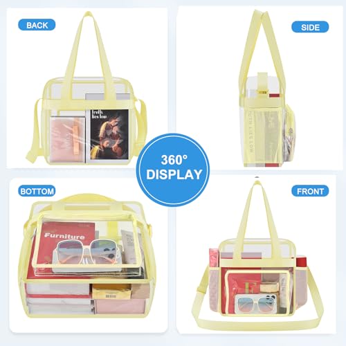 Image of Busiuw Clear Bag for Stadium Events, Stadium Approved 12x12x6 Clear Tote Bag for Sport Fan, Work Concert Travel