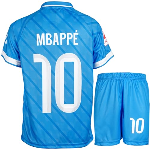 Mikalay Mbappe #10 Dritte 2025/2026 Fußball Kinder Trikot Football Shorts Set Jugendgrößen (Himmelblau 152.)