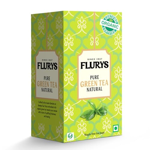 Image of Flurys Organic Green Tea Natural - Certified Organic Green Teabags | Detox & Antioxidant-Rich Wellness Tea | 25 Tea Bags