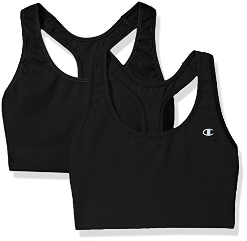 Champion womens Absolute With Smoothtec Band - 2 Pack Sports Bra, Black, Large US