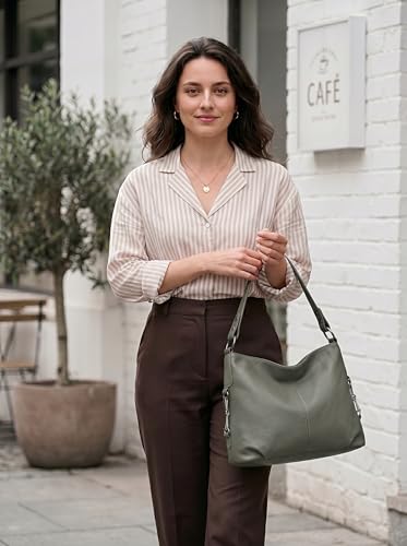Image of YALUXE Women's Real Leather Shoulder Bags Hobo Handbags Purse Crossbody Bag