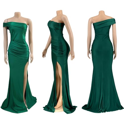 Image of Womens Off Shoulder Sexy V Neck High Split Long Maxi Dress, Formal Cocktail Party Evening Gown Mermaid Dress