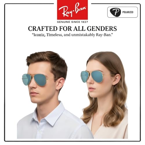 Image of Ray-Ban RB3025 CLASSIC AVIATOR POLARIZED Sunglasses for Men & Women with Official Eyewear Kit