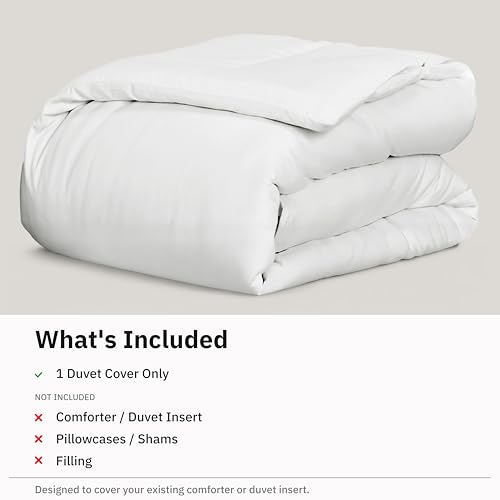 Image of California Design Den 100% Cotton Twin Duvet Cover Only - 400 Thread Count, 100% Cotton Sateen, Soft Twin XL /Twin Duvet Covers, Button Closures, Corner Ties, Durable Bedding - Antique White