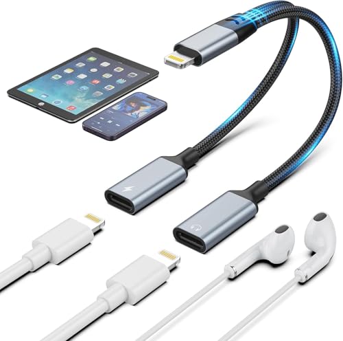 [Apple MFi�F��] iPhone Lightning to 2 Lightning�A�_�v�^�[ �f���A�����C�e�B���O AUX + �[�d�A�_�v�^�[ �h���O���P�[�u���X�v���b�^�[ iPhone 14/13/12/11/SE/X/XR/XS/8/7/6�Ή�