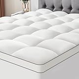 SurChic Ultra Soft Coral Fleece Queen Size Mattress Topper, No Compression Plush Thick Pillow Top Mattress Pad with Deep Pocket, Winter Warm Cozy Bed Topper Cover for Back Pain Relief