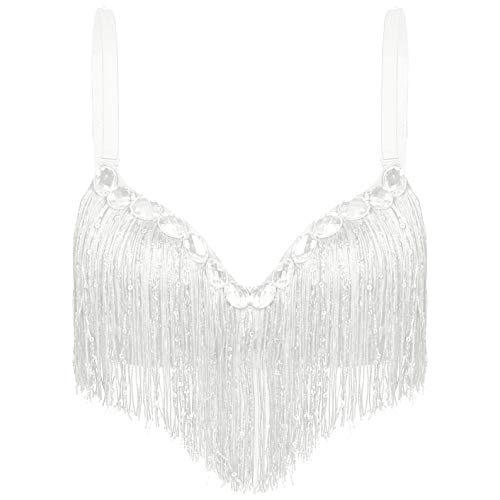 Top à Paillettes Hedmy Femme - Débardeur Danse Du Ventre, Glands, Taille S-3XL