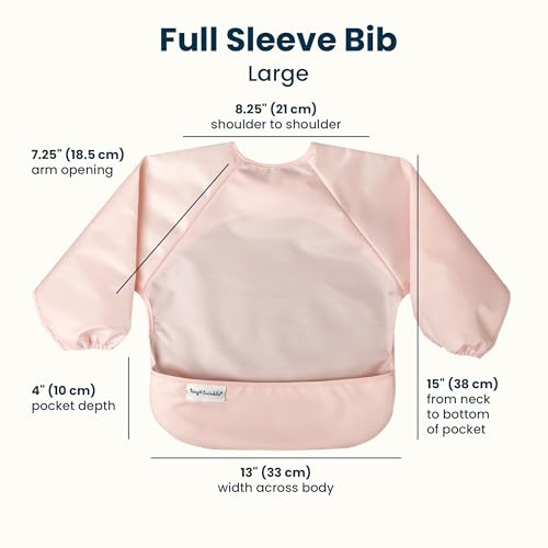 Image of Tiny Twinkle Long Sleeve Bib for Babies & Toddlers | 2-Pack Waterproof Smock Bib for Eating | Machine Washable & Mess-Proof Feeding Essentials | Newborn Shower Gift (Rose Burgundy,2-4Y)