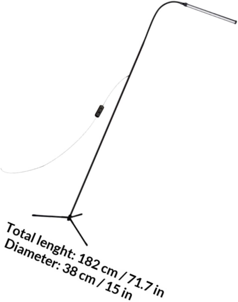 Black Adjustable Clip-on Floor Lamp, Dimmable Flexible Gooseneck Reading Light, Eye Protection Desk Lamp for Bedroom and Office