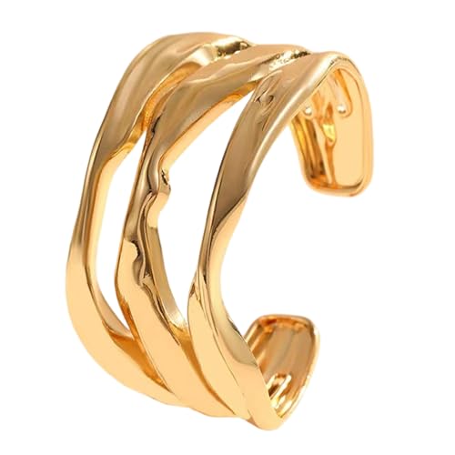 Bague réglable ouverte plaquée or texture confort durable femme