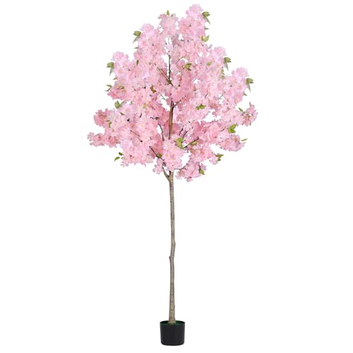 Árbol Artificial de Cerezo de 180 cm, Planta Artificial Grande Realista con Maceta de guardería, Planta Decorativa de imitación Floral para jardín, Oficina, hogar, Boda, Hotel