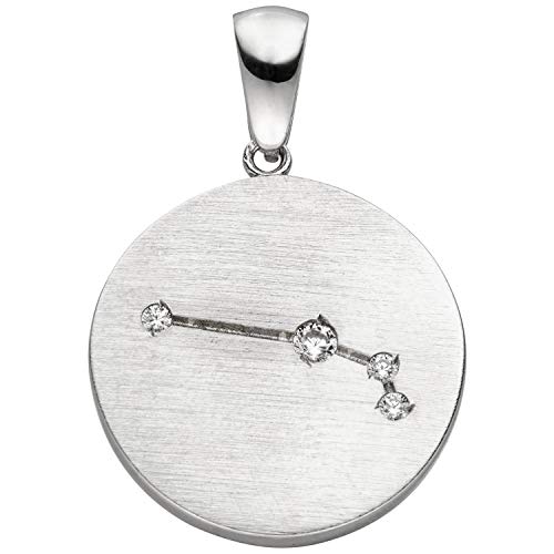 Jobo Sternzeichen-Anhänger Widder aus 925 Sterling Silber matt mit 4 Zirkonia